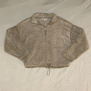 WARM & COZY POOF cropped quarter zip sherpa